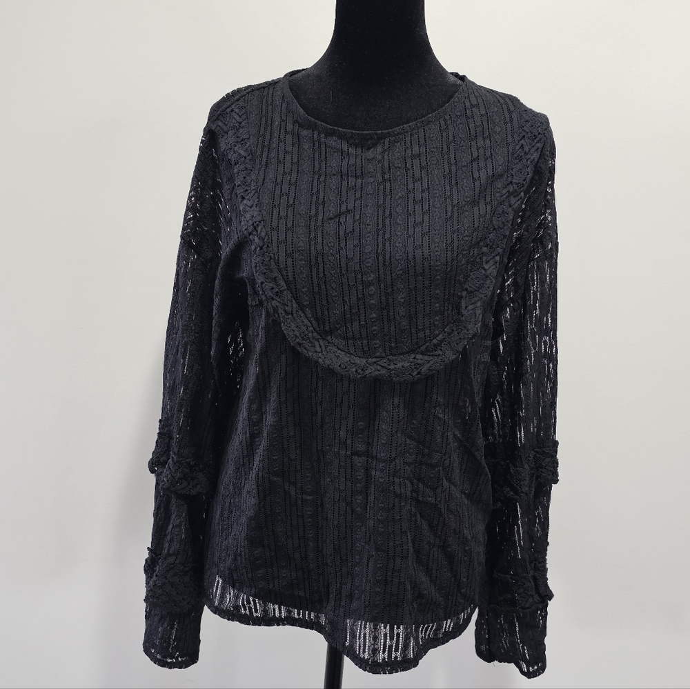 Zara Lace Blouse Sheer Whimsigoth Witchy Size Small {Bx6}